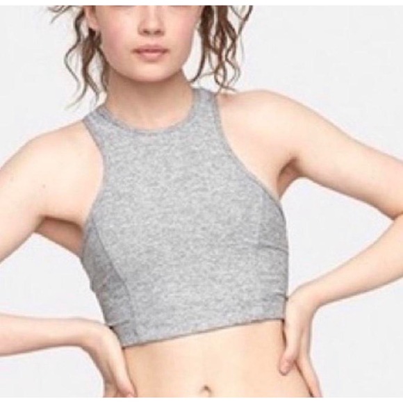 Outdoor Voices Tops - Outdoor Voices Athena Crop Top Heather Grey Space Dye High Neck Tank Medium